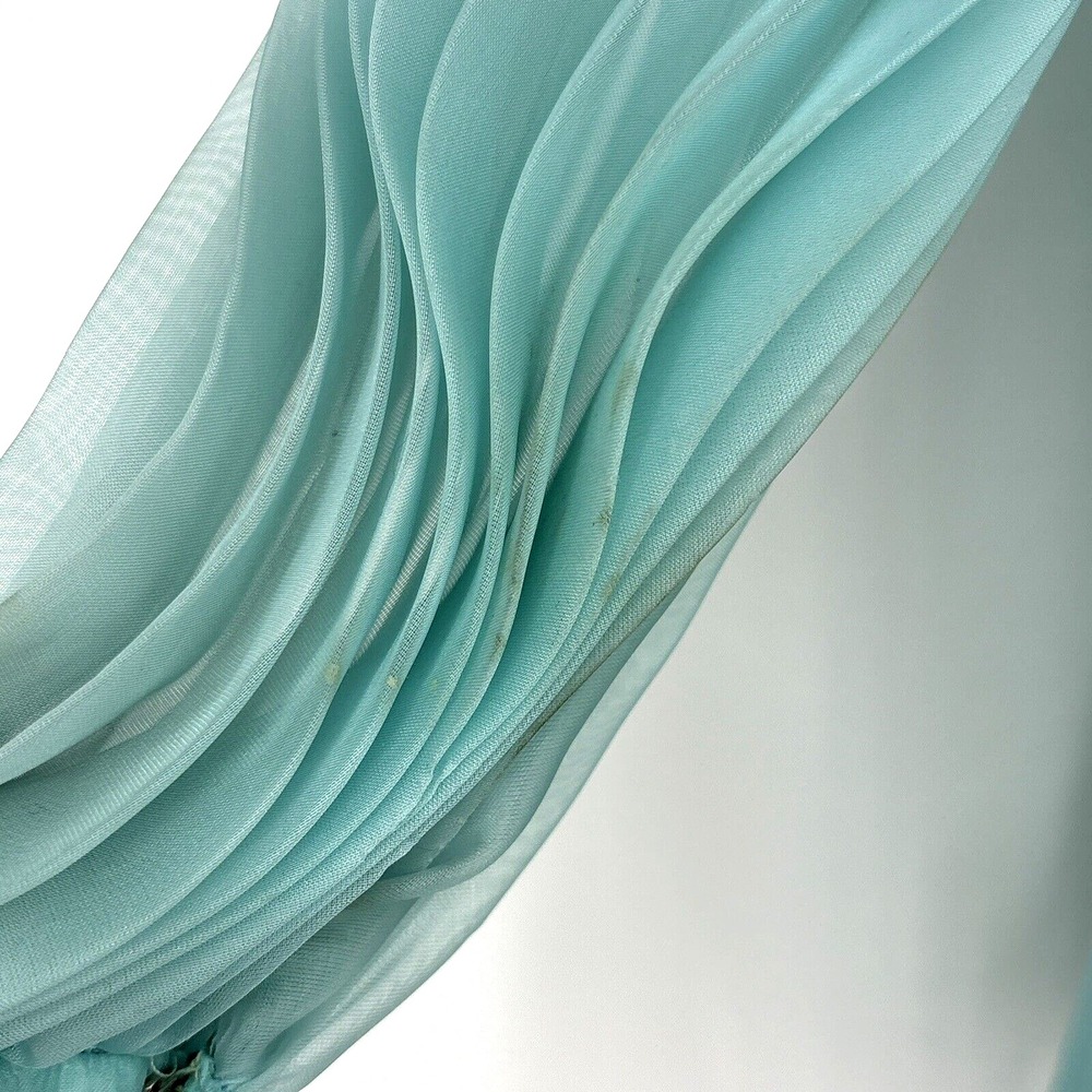Vintage 1950's Montgomery Ward Aqua Chiffon Dress Gown 26" Waist Tags *READ* - Picture 8 of 16
